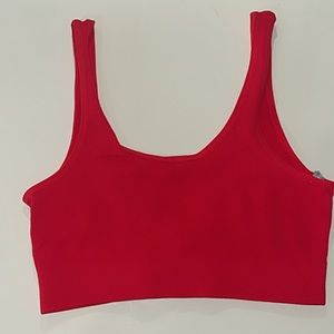 SIRENS Red Ribbed Crop Tank Top
